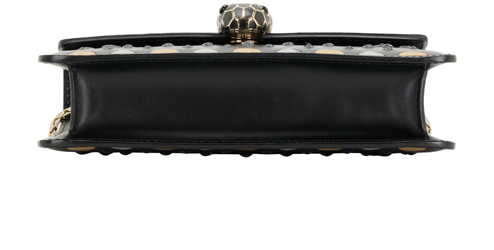 Serpenti Studded Shoulder Bag, &pound;550, Handbags, Black, Leather, Top view